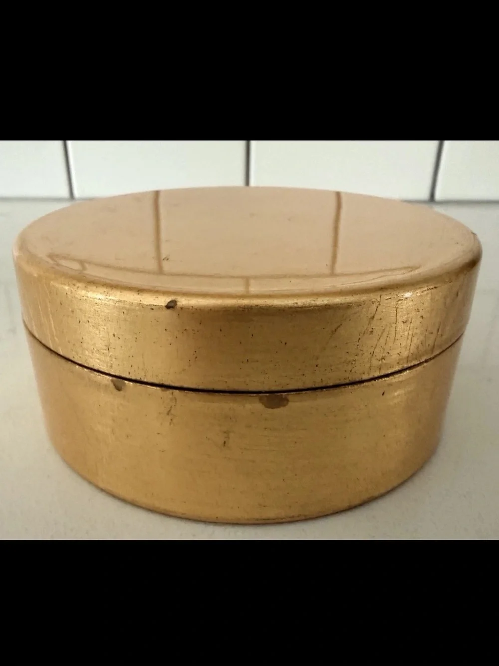 Pier 1 Imports VTG Lacquer Coaster Set 6 w/ Holder Gold Foil Discontinued